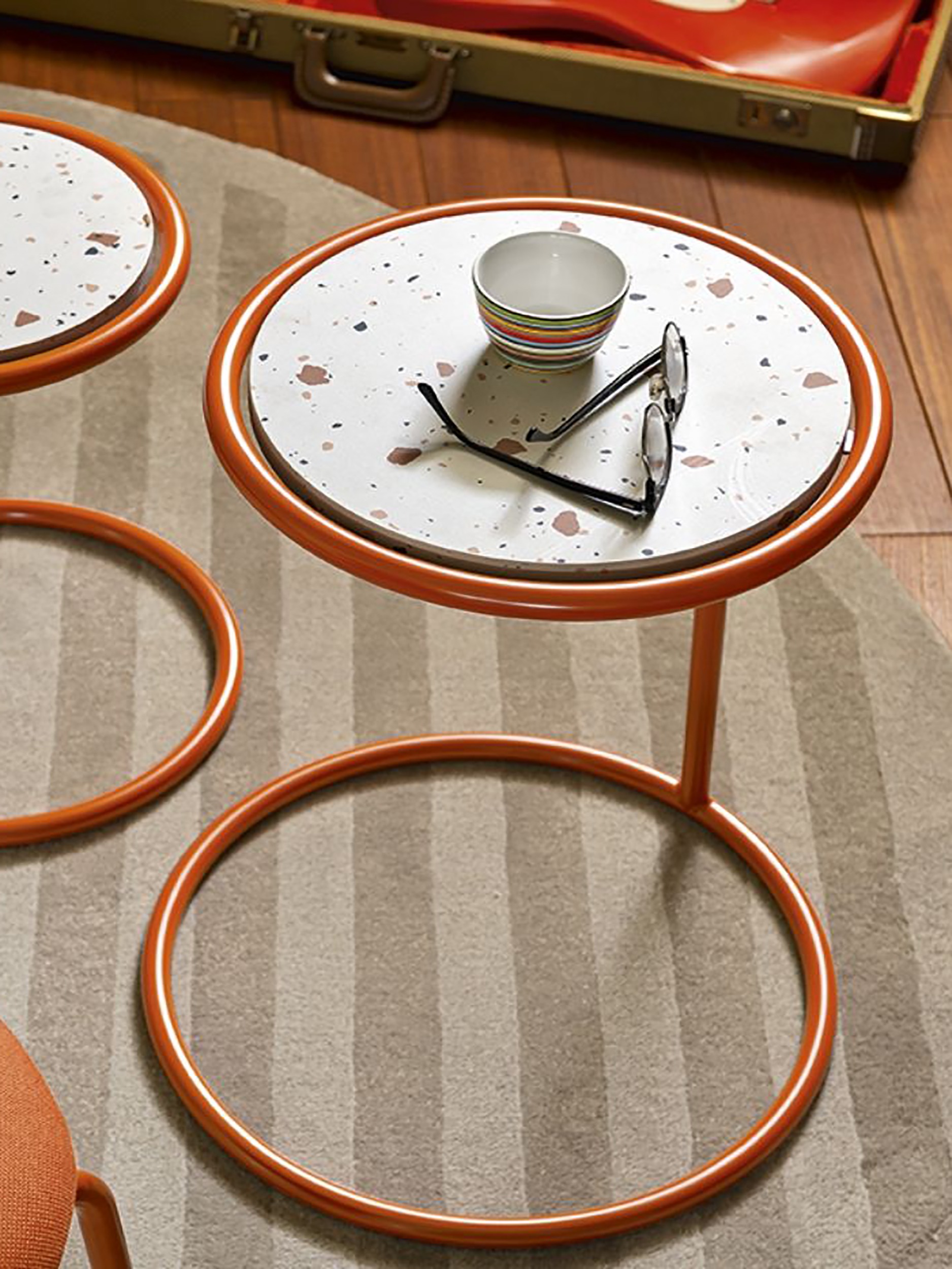 cb5221-kangoo-saffron-coloured-painted-metal-coffee-tables-with-terrazzo-melamine-wood-top-large-and-small-sizes